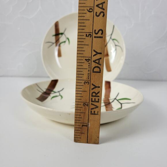 Vintage American Heritage Hand Painted Bamboo Salad China Plates Set of 2 - Picture 2 of 12